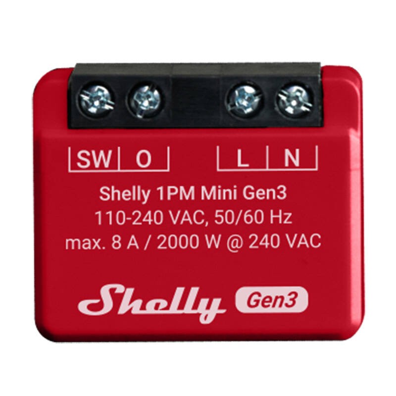 Shelly 1PM Mini Gen3 kontroller, WiFi/Bluetooth