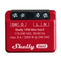 Shelly 1PM Mini Gen3 kontroller, WiFi/Bluetooth