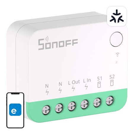 Sonoff MINIR4M Matter nutikas WiFi minilüliti (HomeKit, SmartThings, Home Assistant).