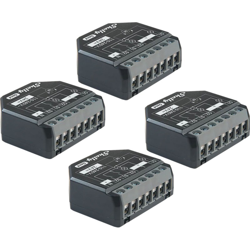 Komplektis 4 Shelly 2PM Gen4 Zigbee/Matter kontrollerit