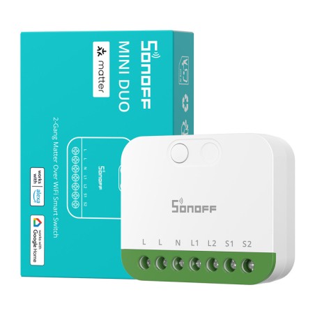 Sonoff MINI-2GS Matter kahe kanaliga minilüliti
