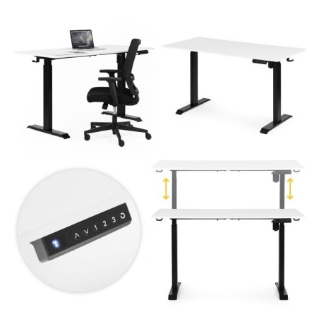Reguleeritav elektriline laud 140x70 cm, Kõrguse reguleerimine 76–121 cm, valge