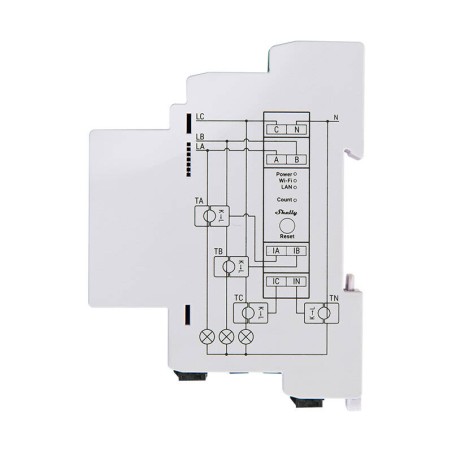 Shelly PRO 3EM 120A 3-faasiline energiaarvesti, WiFi/Bluetooth