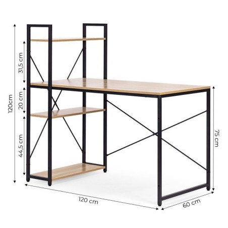 Kirjutuslaud 120x60 cm riiulitega, Loft-stiilis | FreshDesign.ee