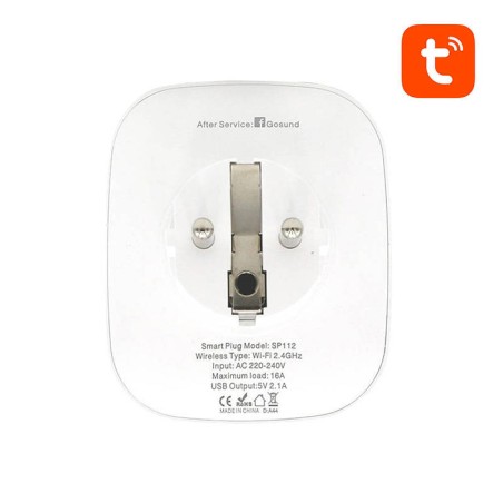 Nutipistik WiFi Gosund SP112 2xUSB, 16A, Tuya