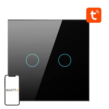 Nutikas valguslüliti ZigBee Avatto ZTS02-EU-B2 2-suunaline TUYA (must)