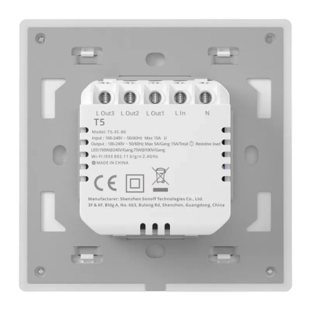 Nutikas WiFi puutetundlik seinalüliti Sonoff TX T5 3C (3 kanaliga)