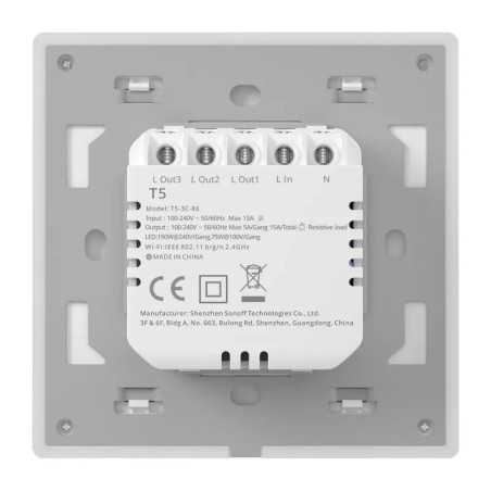 Nutikas WiFi puutetundlik seinalüliti Sonoff TX T5 4C (4 kanaliga)