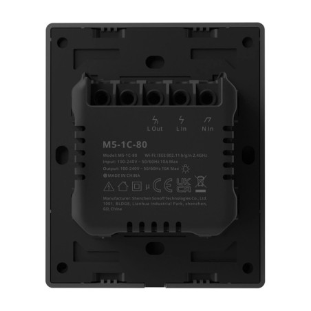 Nutikas WiFi seinalüliti SONOFF M5-1C-80 (1-kanaliline, raami jaoks, grafiit)