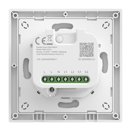 Kahe kanaliga seinalüliti SONOFF MINI-2GS-E Matter.