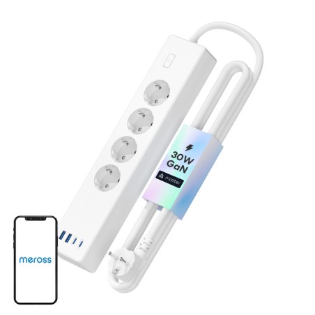Meross MSP844(EU) nutikas kiirlaadimispistikupesa, 4 pistikupesa + 2x USB-A + 2x USB-C (Matter)