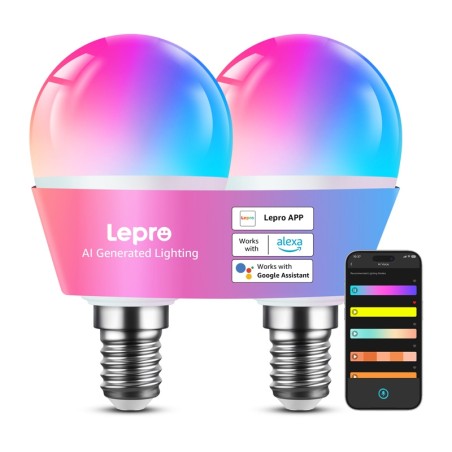 LEPRO BP1-2 E14 LED pirn Bluetoothi ​​ja Wi-Fi-ga, 470 lm, 2-pakk