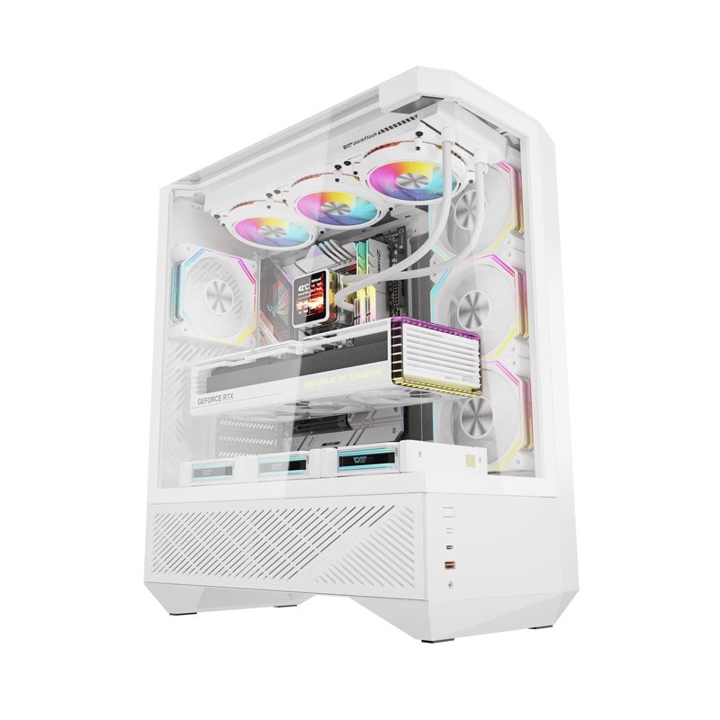 Darkflash DY460 arvutikorpus (valge) + 4 ARGB ventilaatorit