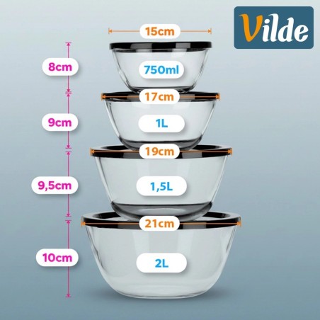 Kaanega klaasnõud 750 ml / 1 liitrit / 1, 5 liitrit / 2 liitrit 4 tk.
