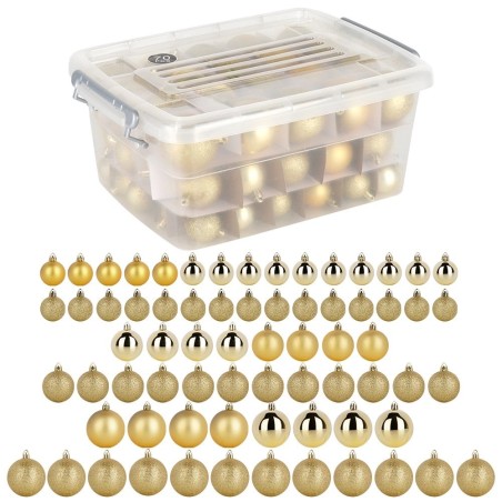 Purunematu kullast jõulukaunistused karbis 4 / 5 / 6 cm 70 tk.