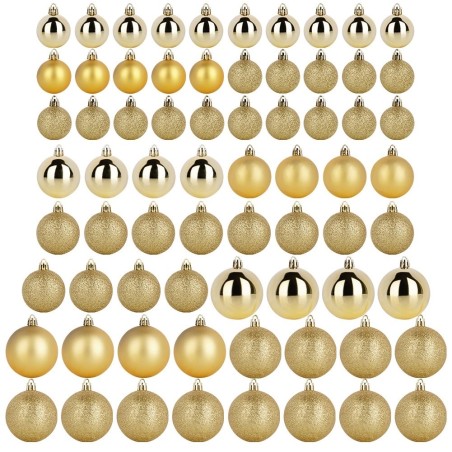 Purunematu kullast jõulukaunistused karbis 4 / 5 / 6 cm 70 tk.