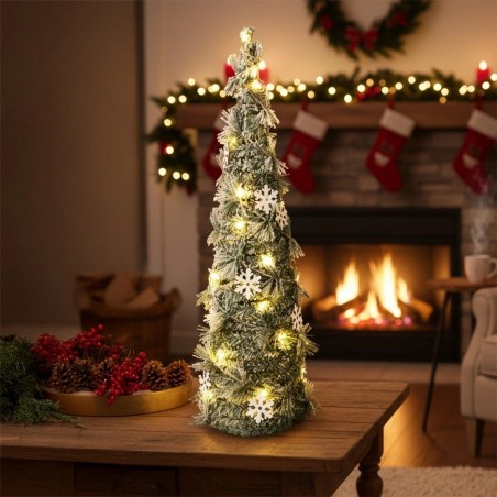 Helendava koonusega jõulupuu, roheline, 30 LED-i, 60 cm