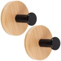 Isekleepuv riidepuu konks, bambus, metall, must, 5 cm, 2 tk.