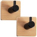 Isekleepuv riidepuu konks, bambus, metall, must, 4,5x4,5 cm, 2 tk.