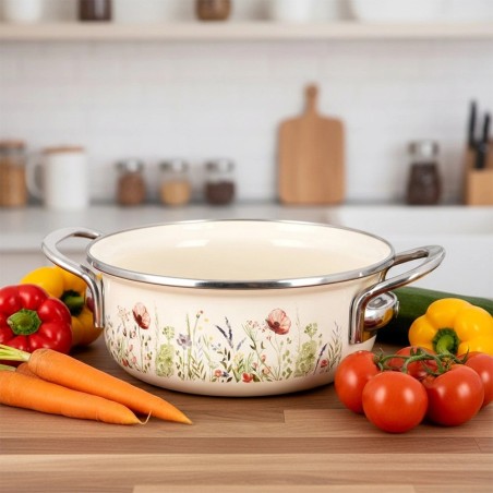 Kreemjas emailitud pott MAKI 16 cm, 950 ml