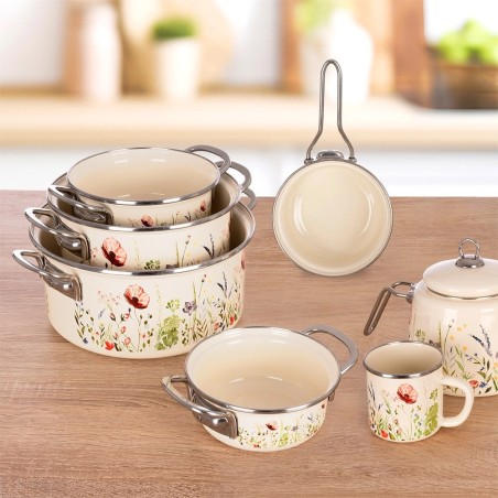 Kreemjas emailitud pott MAKI 16 cm, 950 ml