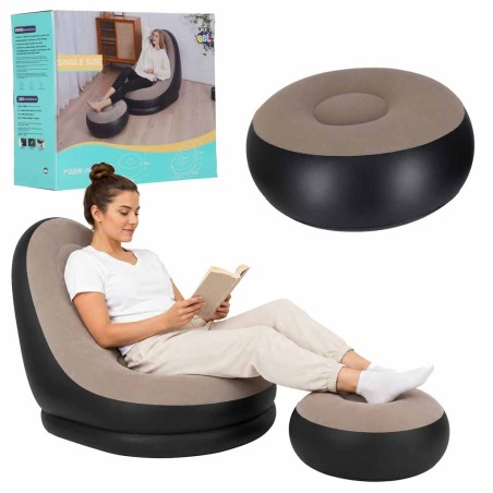 Täispuhutav lamamistool jalatoega, diivan, puhv, pump, 2-in-1 komplekt