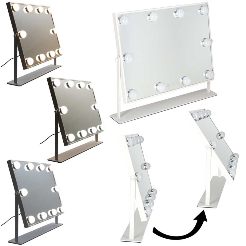 LED meigipeegel 10 lambipirniga, valgustusega kosmeetika, 3 värvitüüpi