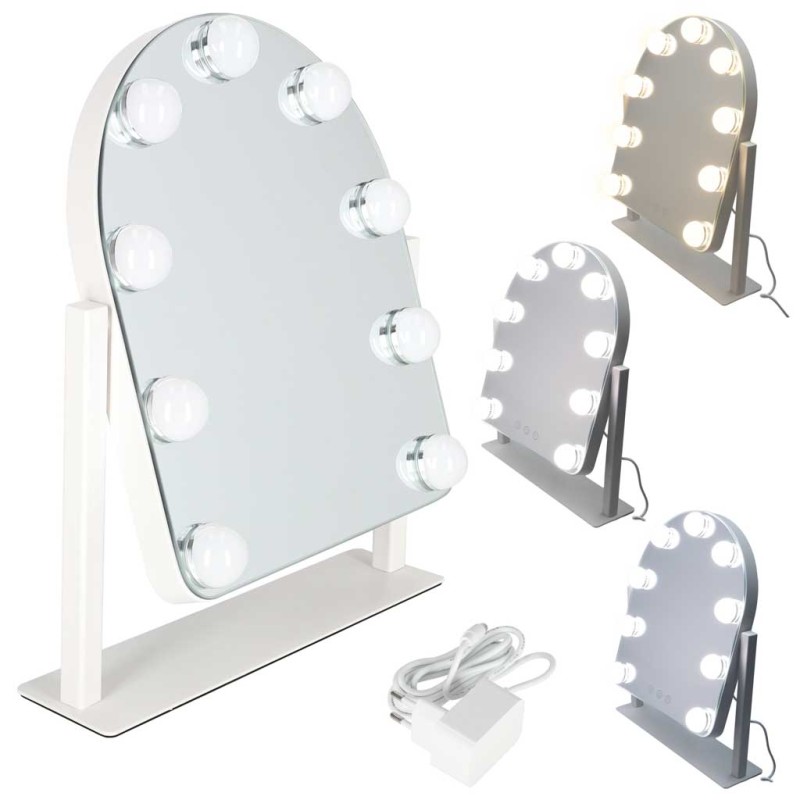 LED meigipeegel 9 valgustatud kosmeetikapirniga