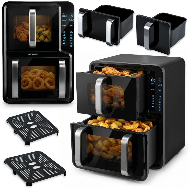 Kahekambriline vertikaalne rasvavaba fritüür 12 liitrit Õhkfritüür Berdseni fritüür 2800W BD-664