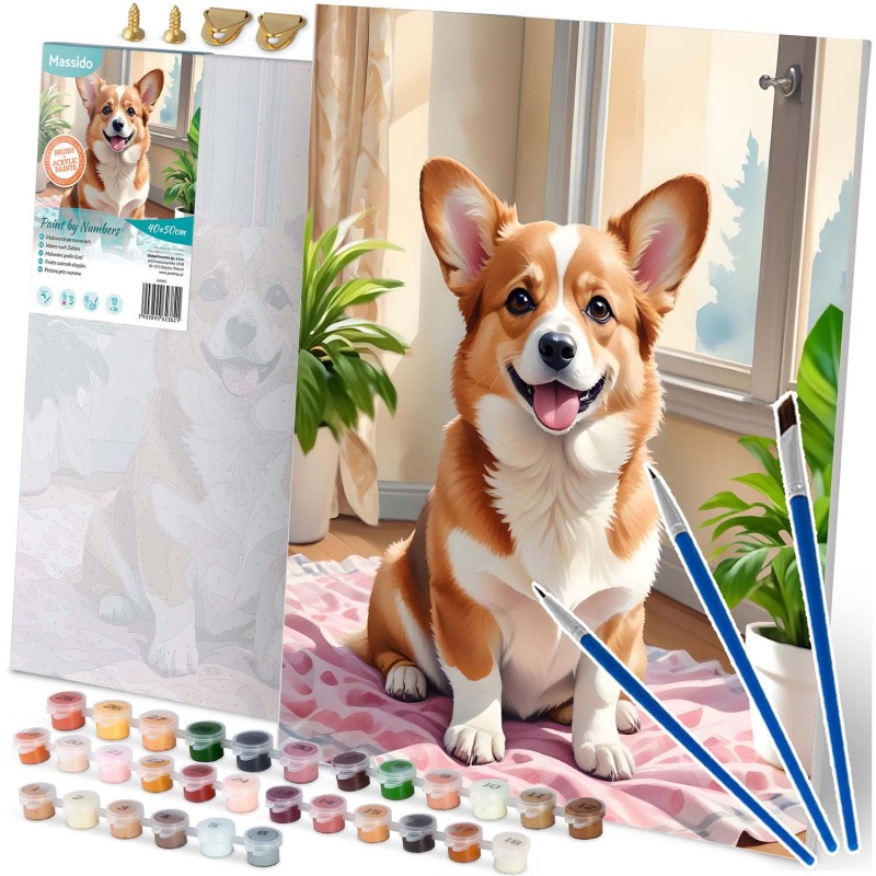 Maalimine numbrite järgi 40x50 cm Corgi koer