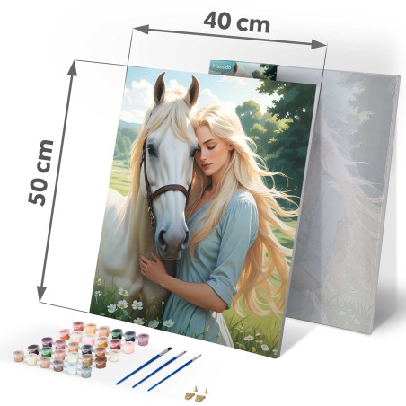 Maal numbrite järgi 40x50 cm Naise portree hobusega