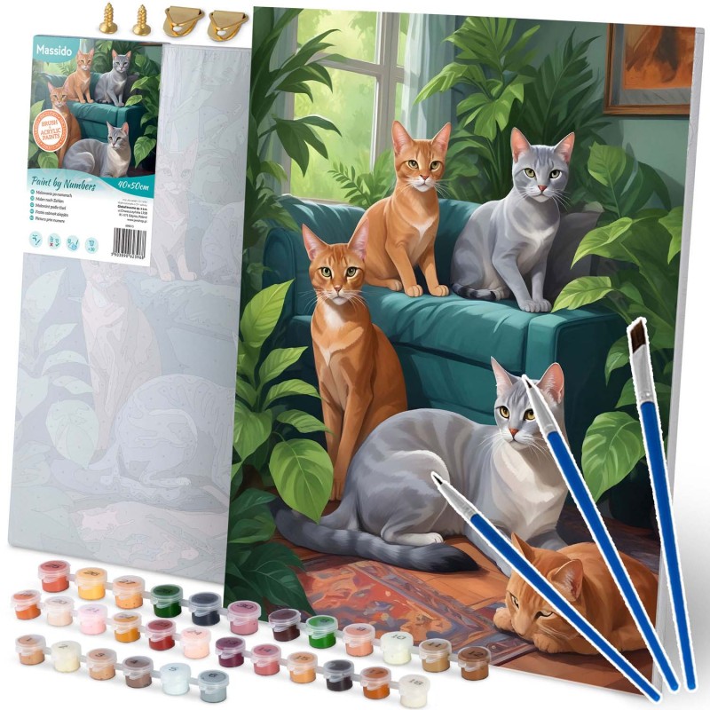 Maalimine numbrite järgi 40x50 cm Cats