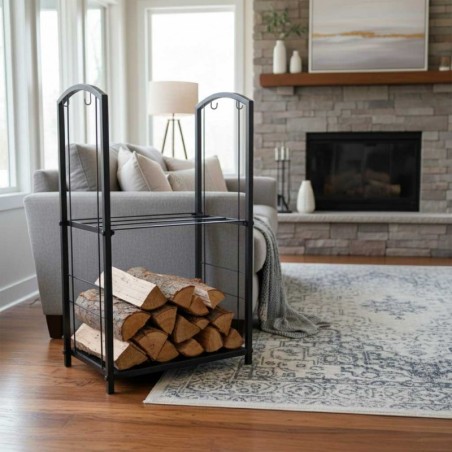 Küttepuude riiul metallist riiuliga + kaminatarvikud