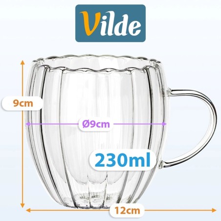 Topeltseinaga termoklaasid kohvi ja tee jaoks 230 ml 2 tk.