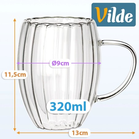 Topeltseinaga termoklaasid kohvi ja tee jaoks 320 ml 2 tk.