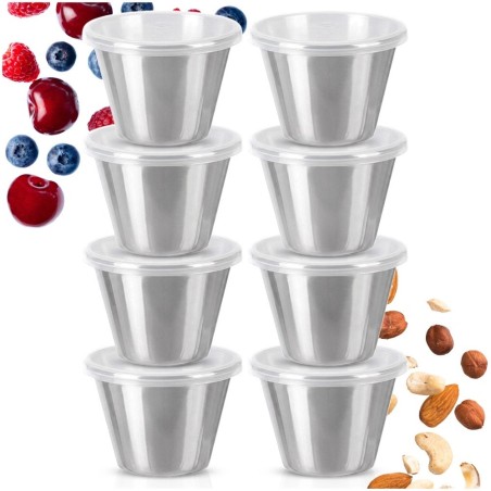 Terasest kaanega dipikastmekausid, 6 cm, 70 ml, 8 tk.