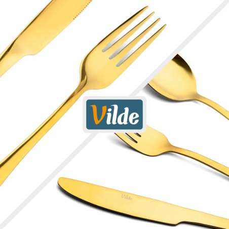 Terasest söögiriistade komplekt 4 inimesele, kuldne, 16 tk.