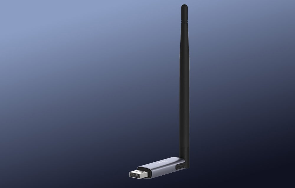 ZigBee gateway on navy blue background.