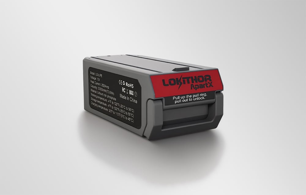 Lokithor battery on a light background