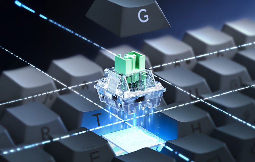 Green switch over black keyboard