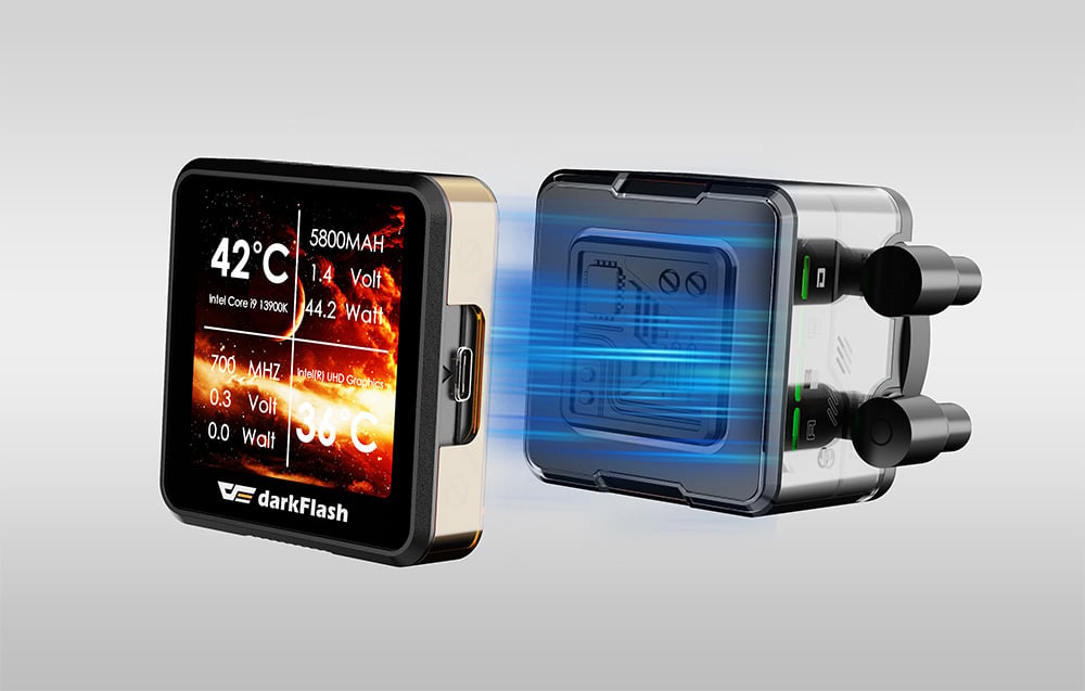 Water cooling IPS display on a bright background
