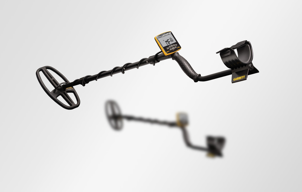 Garrett ACE Apex metal detector on a white background.
