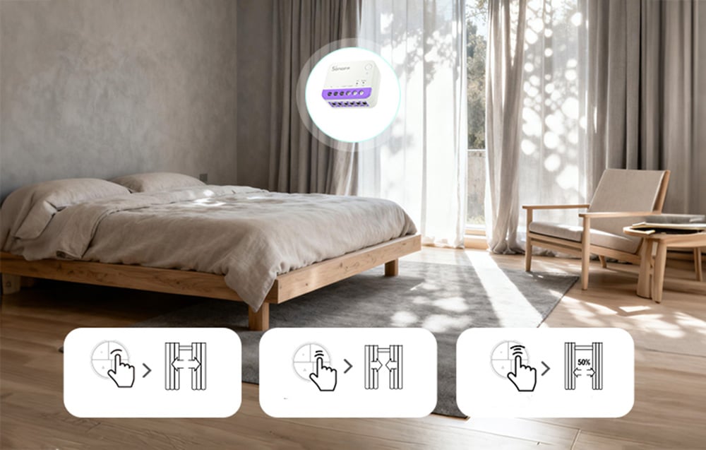 A bright bedroom with a balcony