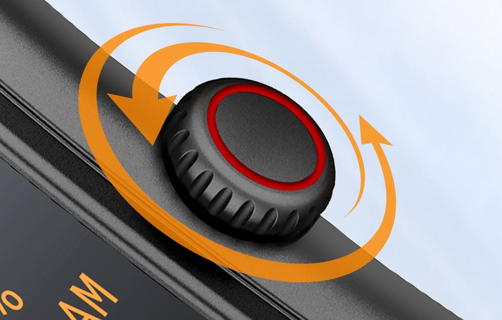 Rotating smartwatch crown.
