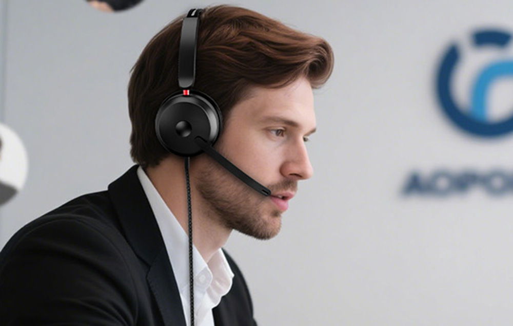 A man dressed in a jacket and white shirt wears Onikuma headphones