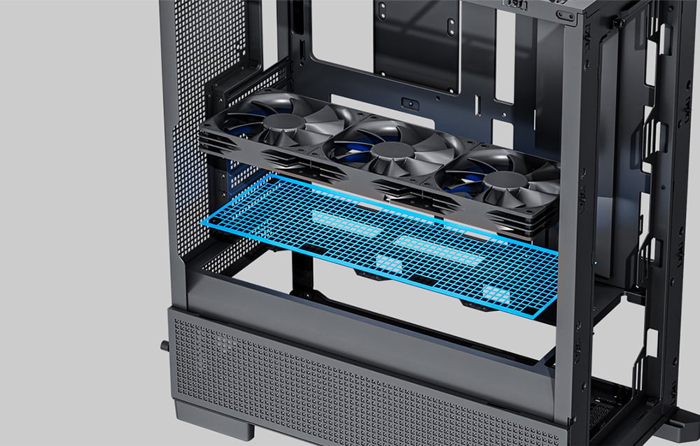 Black computer case with dust filters