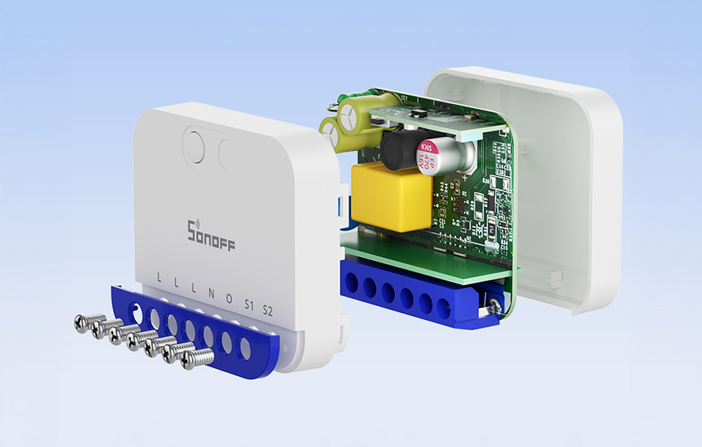 Inside the dimmer with visible electronics and protective components