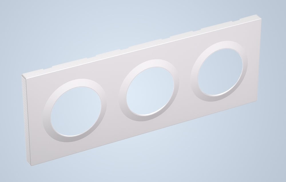 White triple frame for switch on blue background.
