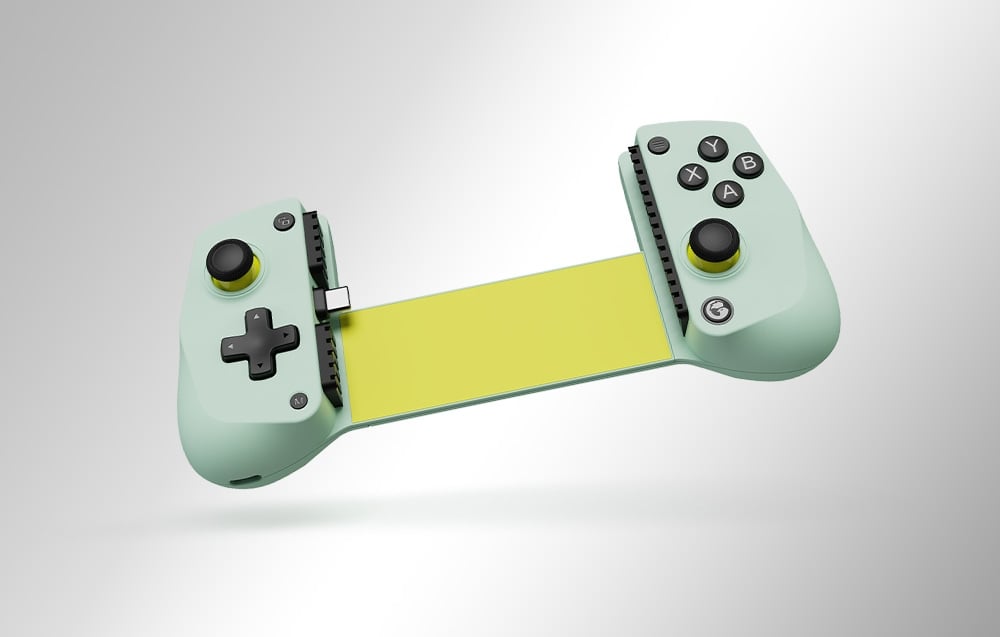 Green GameSir controller without device, shown at an angle against a bright background.