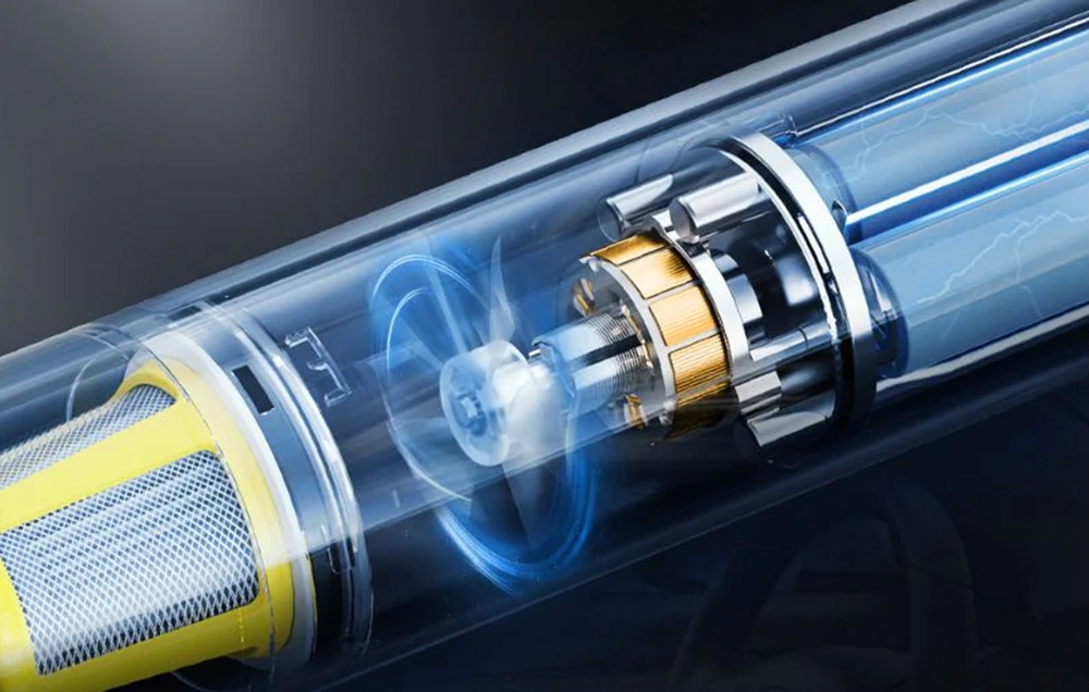 Close-up of the motor of the cordless vacuum cleaner.